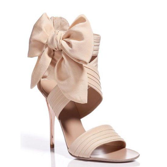 TAAFO Diamond Bowknot Stiletto Heel Peep-toe Ankle Strap High Heel Sandals
