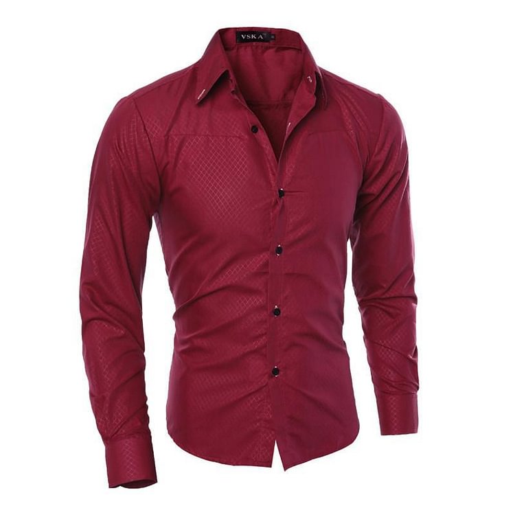 Brand Design Men Fashion Cotton Solid Long Sleeve Shirt