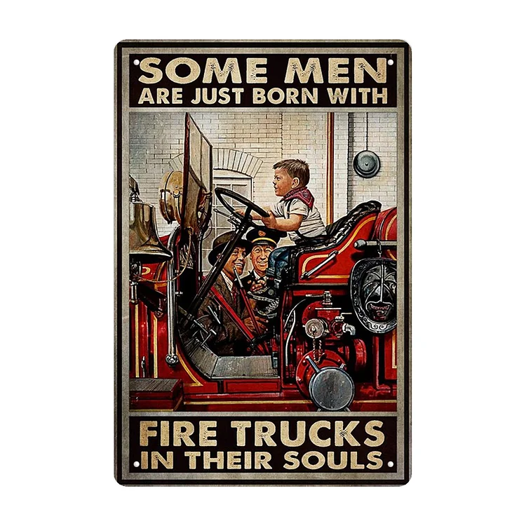 Fire Trucks Old Man - Vintage Tin Signs/Wooden Signs 8*12Inch/12*16Inch