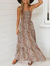 Bohemia Leopard Print Backless Bandage Maxi Dress