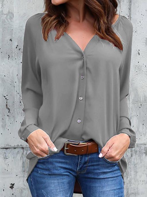 Women Half Sleeve V-neck Solid Color Dress