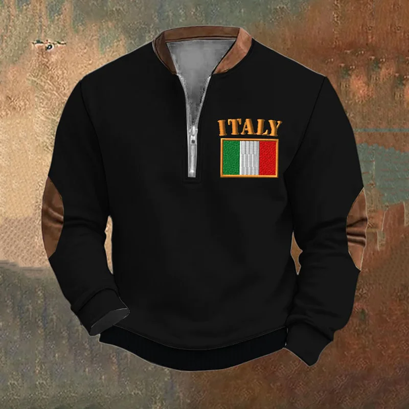 Felpa da uomo con stampa vintage Italia