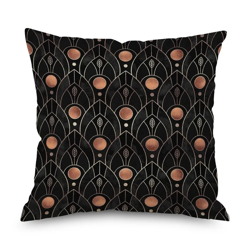 Nordic Marble Geometric Printed Cushion Cover Polyester Throw Pillow Cases for Sofa Car Black Home Decorative Pillowcase 45*45cm