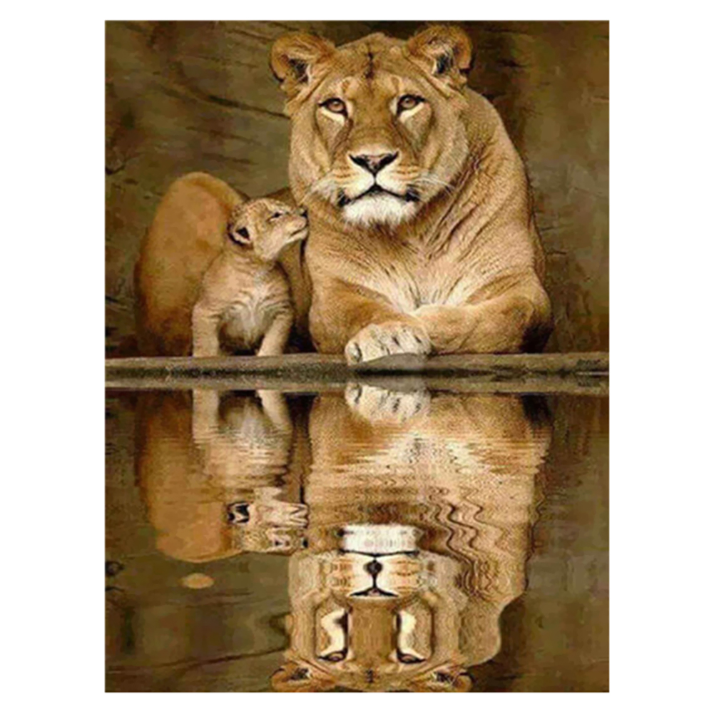 

40*50CM - Square Drill Diamond Painting - Lion Reflection, 501 Original