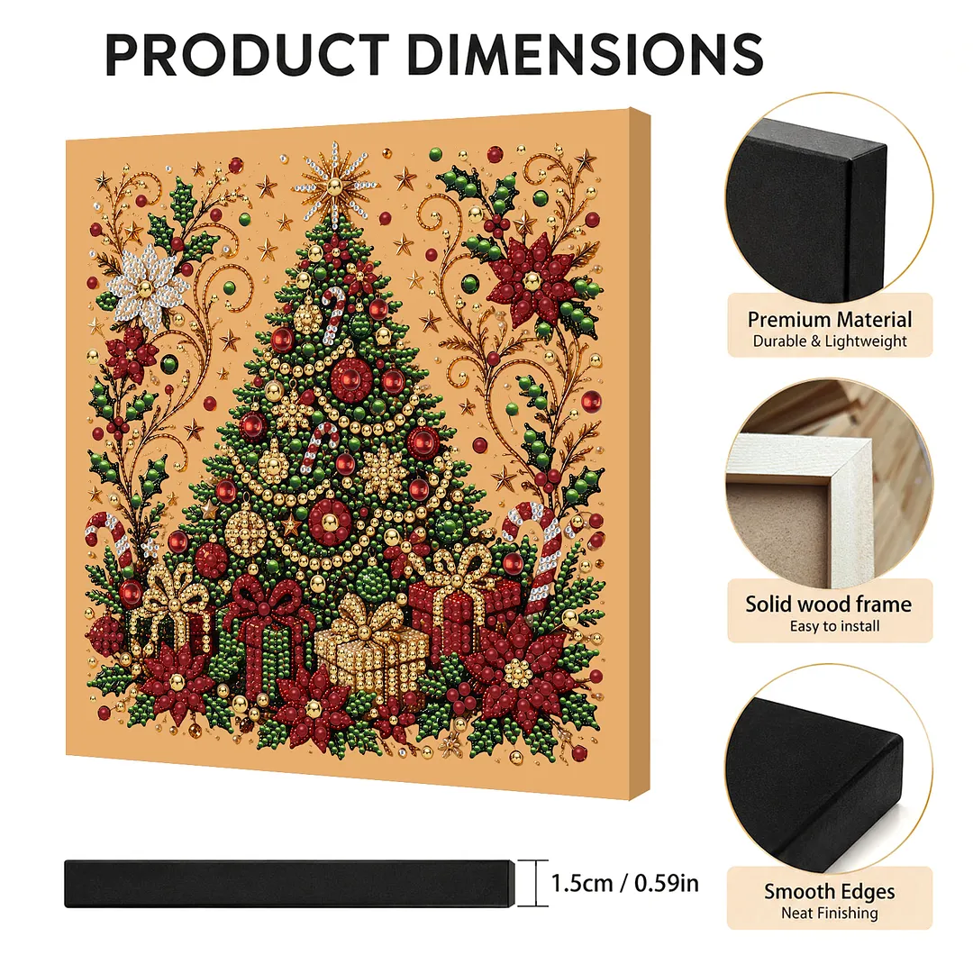 DIY Diamond Painting Kit with Frame 30x30cm Christmas Tree 3D Art Craft