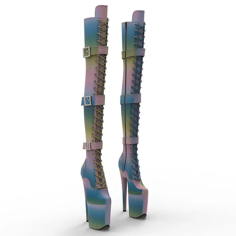 VCshoes 20CM/8inches New Design Boots Super High Heel Platform Boots Model Nightclub Over Knee High Boots 5B