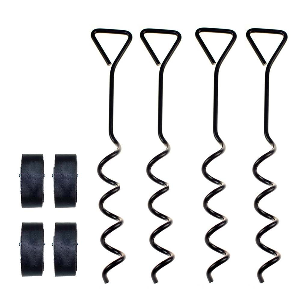 

Trampoline Parts Corkscrew Stakes Anchor Kit w/ Braided Belts Ground Nails, 501 Original