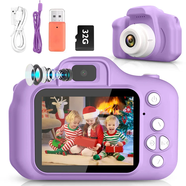 Sanmadrola Kids Camera Selfie Camera for Kids Christmas Birthday Festival Gifts for Girls Age 3-9 HD Digital Video Cameras for Toddler Portable Toys for 3-8 Year Old Girl with 32GB SD Card