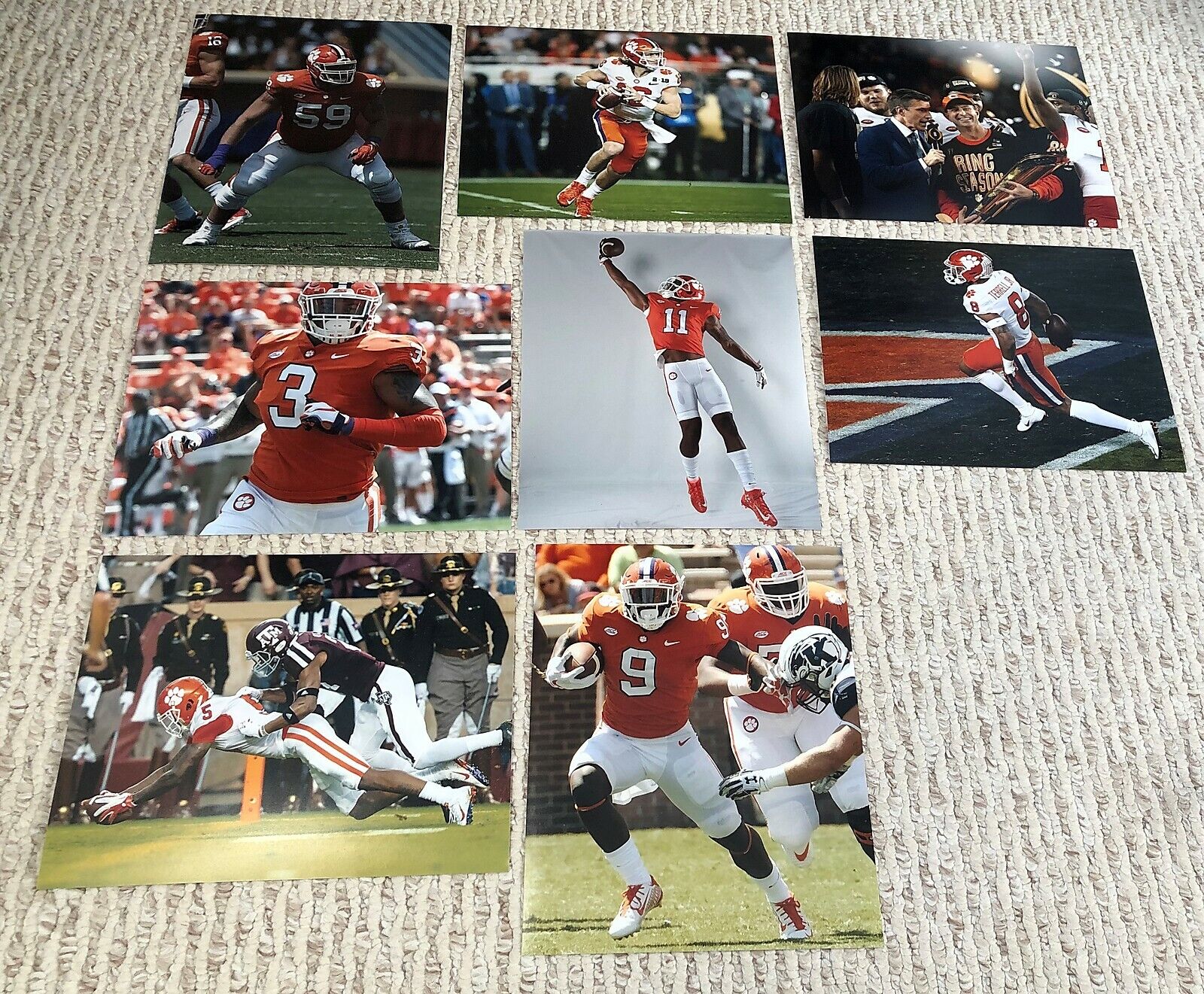 LOT OF 8 CLEMSON TIGERS FOOTBALL 8X10 Photo Poster paintingS LAWRENCE ROSS HIGGINS DABO