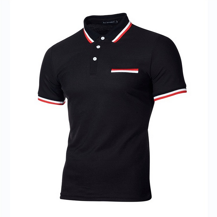 Shorts Sleeve Casual Men's Casual Button Turn-down Collar Polo Shirts at Hiphopee