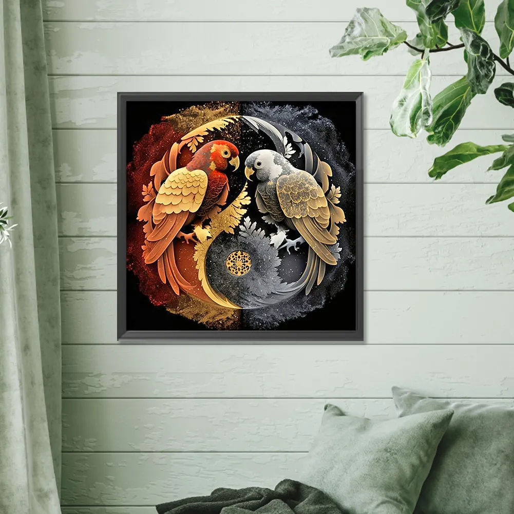 Diamond Painting - Full Round Drill - Yin Yang Parrot(Canvas|30*30cm)