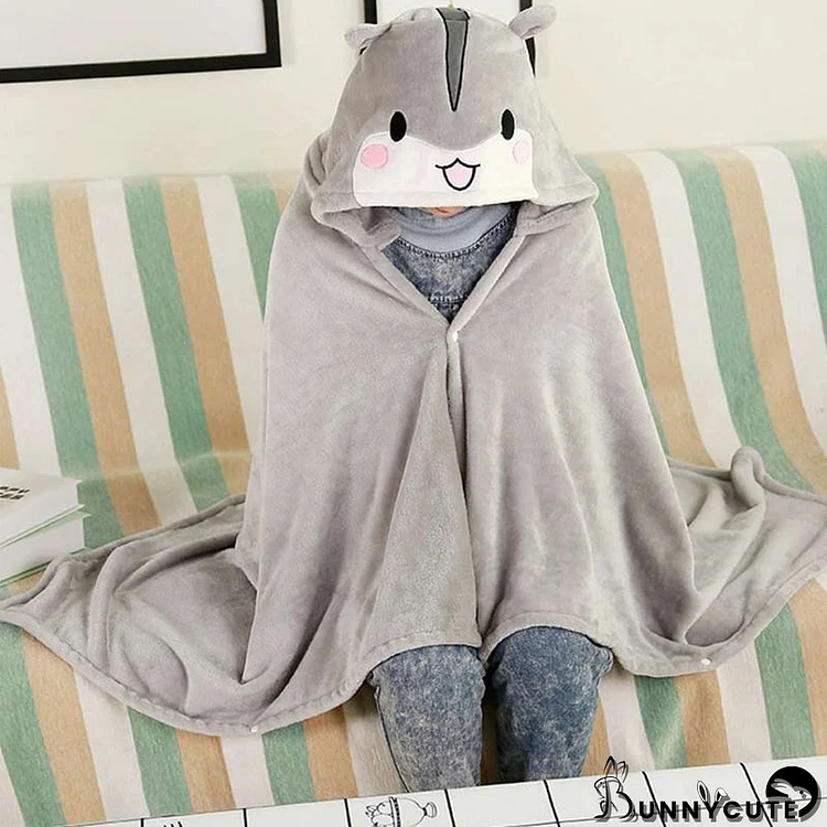 Cartoon Hamster Plush Wearable Hooded Blanket