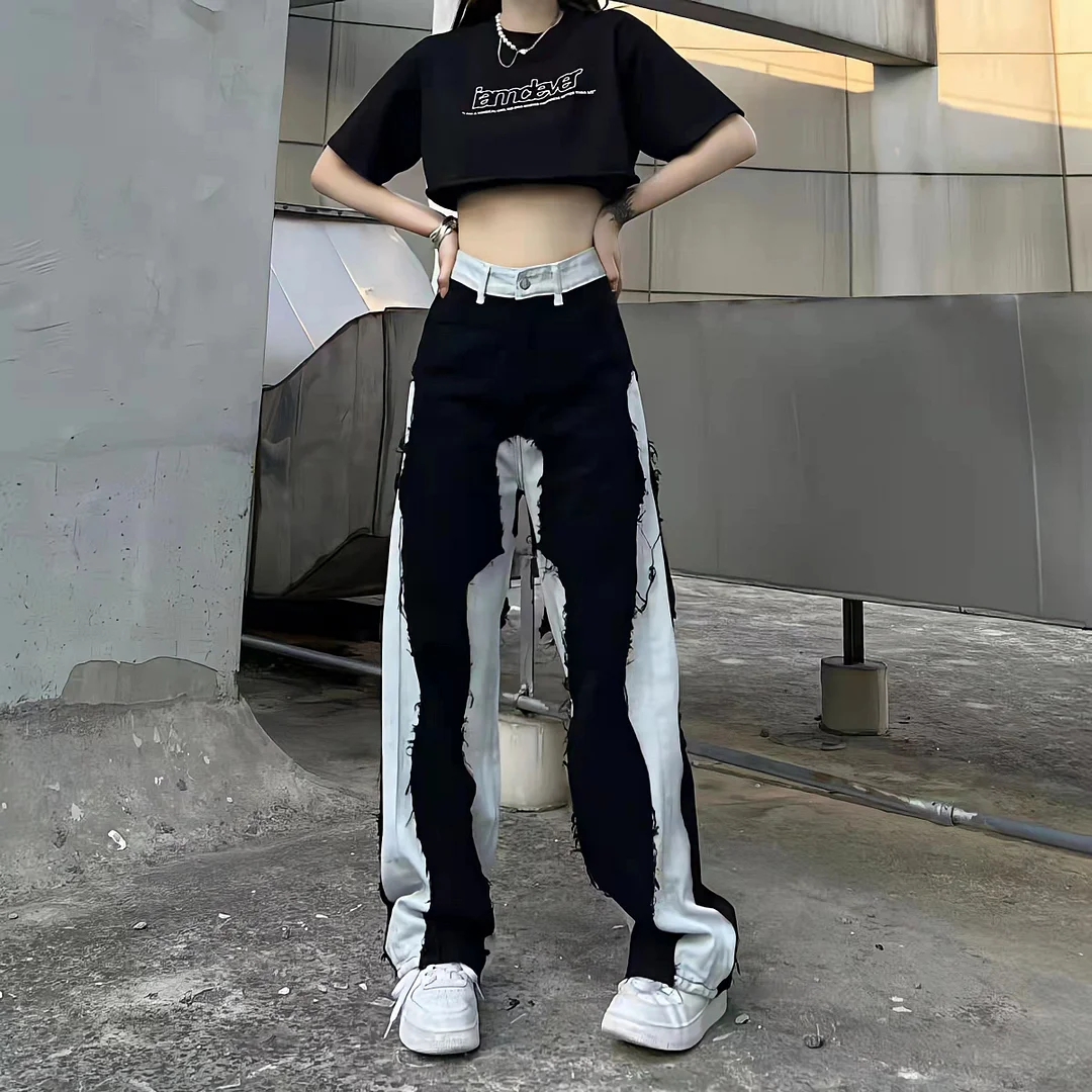back to school Oversize Ins Black Jeans Women Summer Harajuku Y2k Streetwear High Waist Vintage Straight Wide Leg All Match Baggy Casual Pants