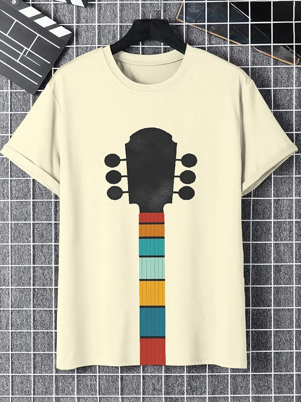 Men's Colourful Guitar Graphic Print T-Shirt