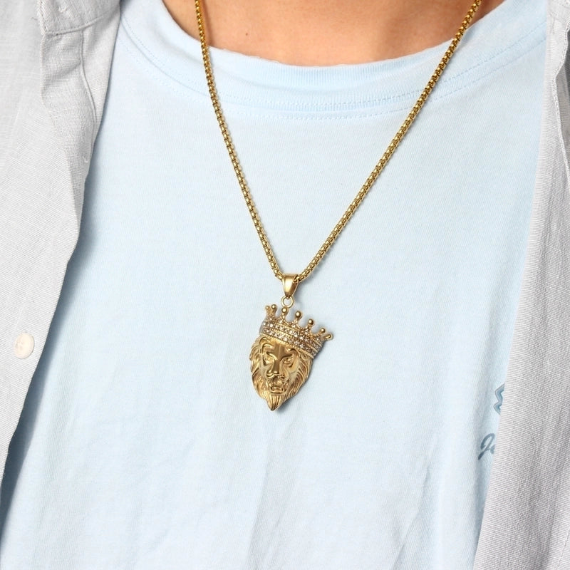 Jewelry Basic Modern Style Classic Style Lion 304 Stainless Steel Pendant Necklace