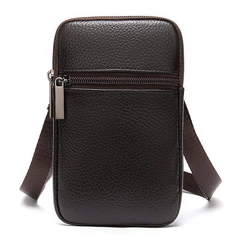 Men's Soft Leather Crossbody Bag Mini Shoulder Bag Waist Bag