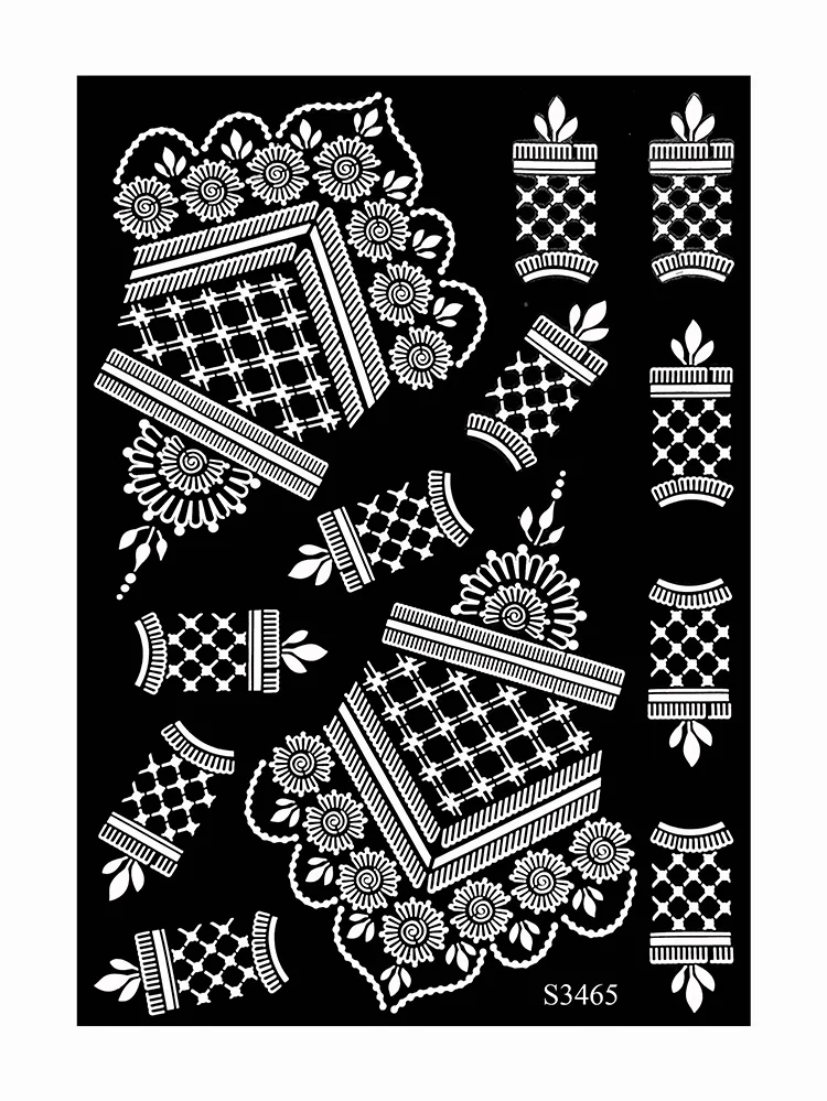 Sdrawing Drawing Henna Template for Hand Henna Tattoo Stencil Flower Tattoo Design for Women Wedding Festival Party Tatoo Tools