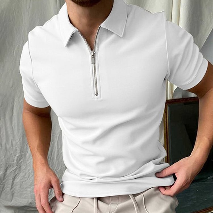 BrosWear Men's Casual Stretch Solid Color Short Sleeve POLO Shirt