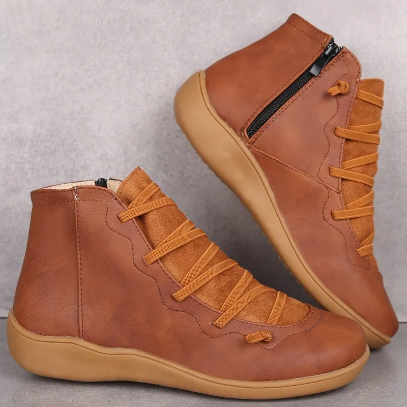 Breakj Breakj Women's Boots 2025 Autumn And Winter Large-Size Leisure Short Boots Women's Boots Flat Bottom Women's Boots