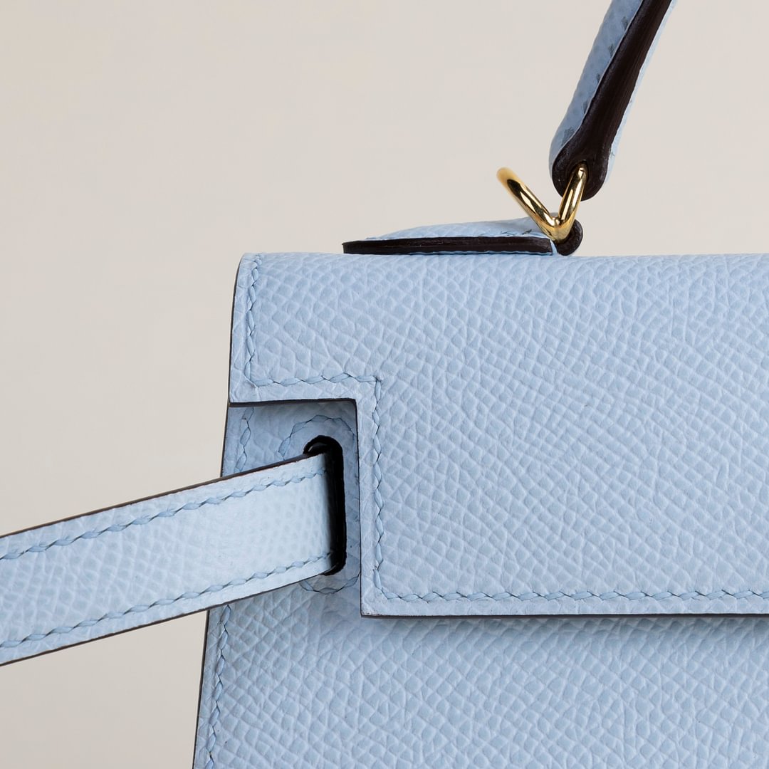 Mini Kelly II Epsom T0 Bleu Brume GHW