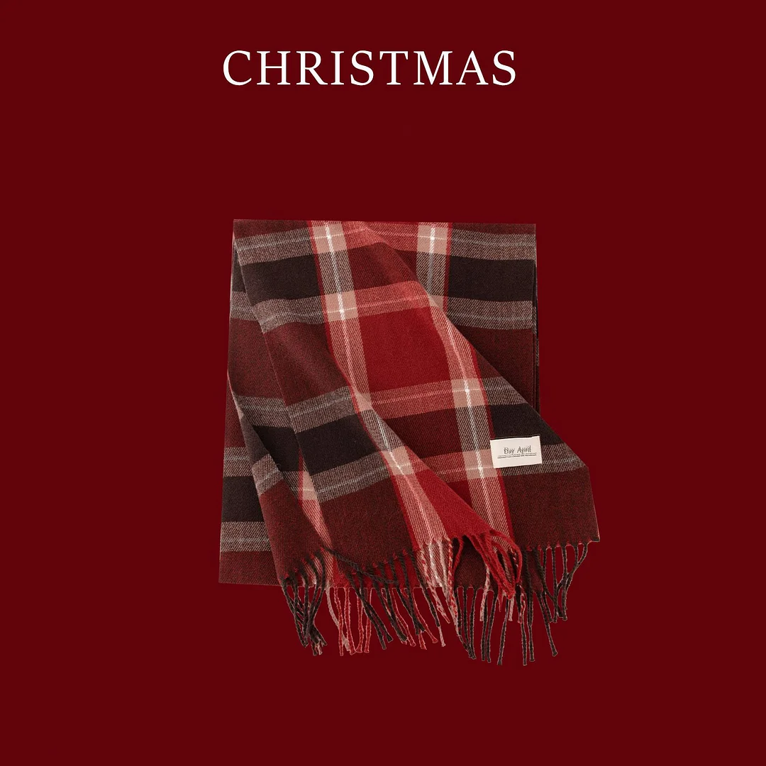 Christmas Encore Red Plaid Cashmere Scarf
