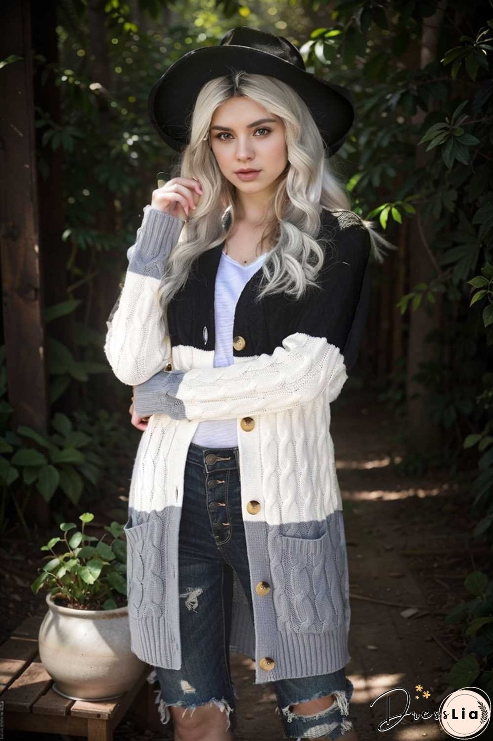 cozy cable knit button front long sleeve cardigan