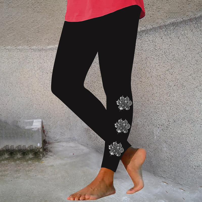 Dog Paw Print Simple Casual Leggings wearshes