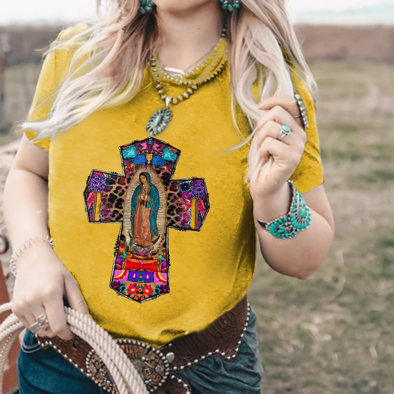 Ethnic Faithful Cross Sister Printed Women's T-shirt