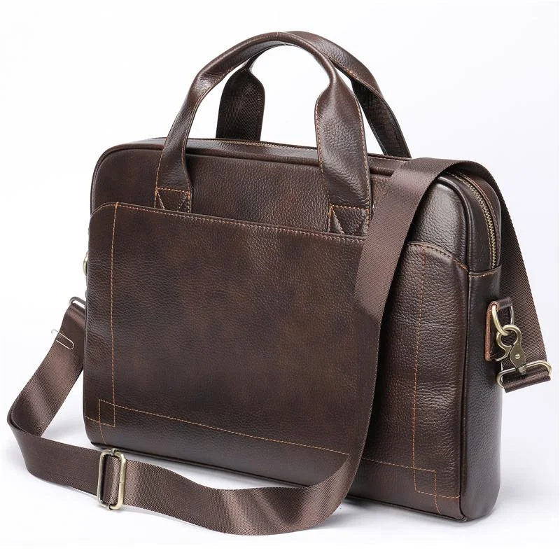 Large Capacity Leather Business Simple Style Laptop Handbag