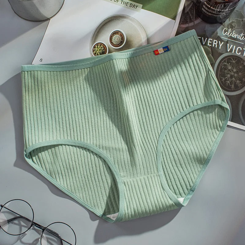 2022 L-XXXl Cotton Panties For Women's Underwear Plus Size Solid Color Briefs High Waist Seamless Underpants Female Lingerie