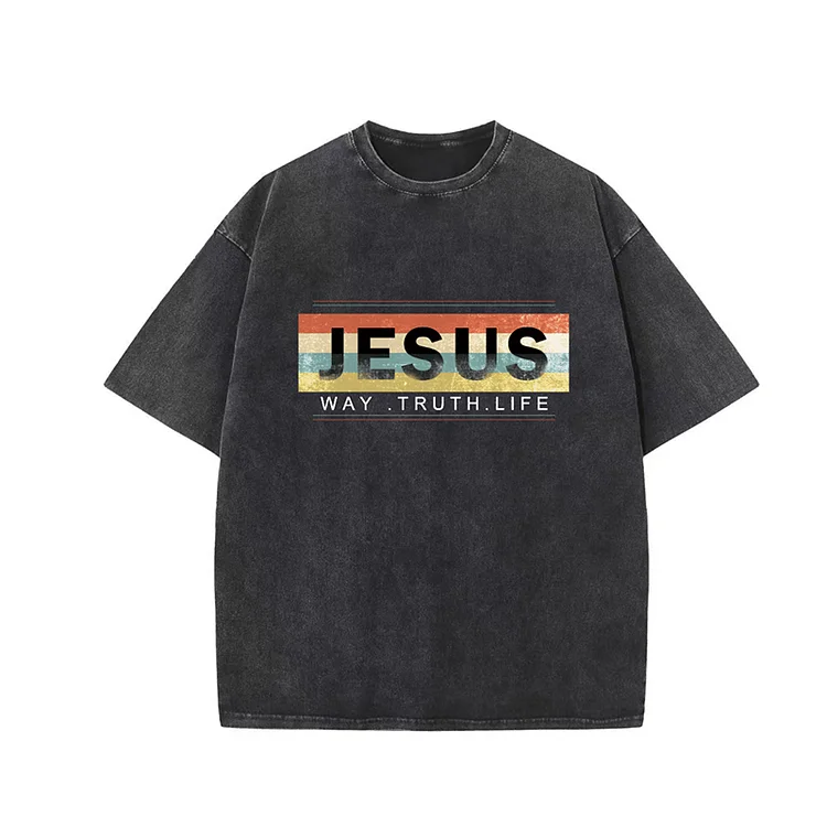 Unisex Jesus Graphic Vintage Washed T-Shirt