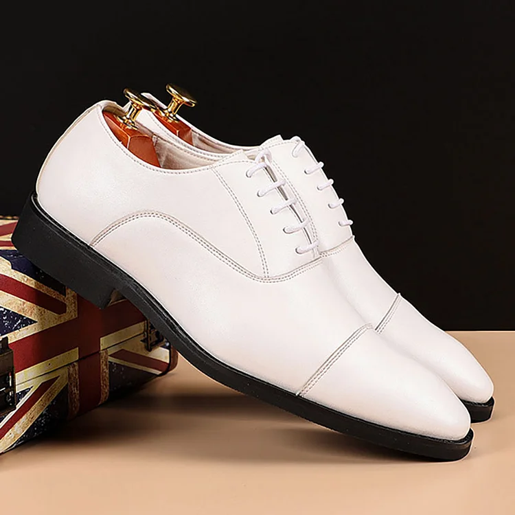 PU Leather Pointy Toe Lace Up Business Dress Shoes