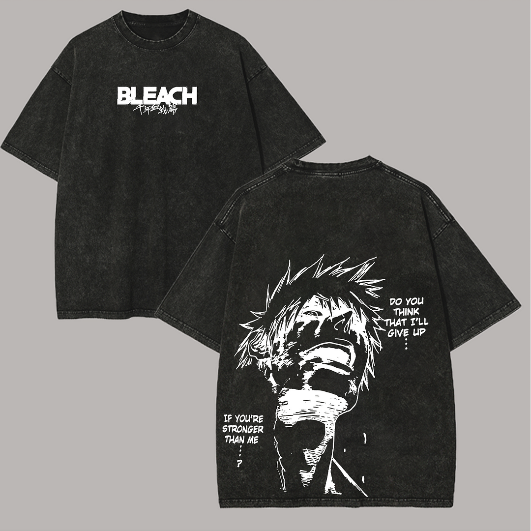 Bleach Ichigo Kurosaki Printed Unisex Washed T-Shirt