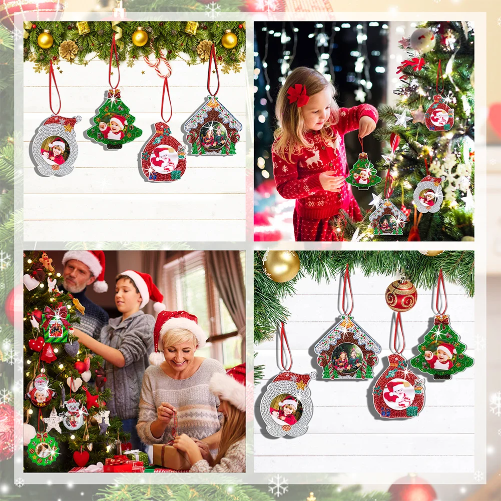 4pcs Photo Frame Christmas Photo Frame Hanging Diamond Painting