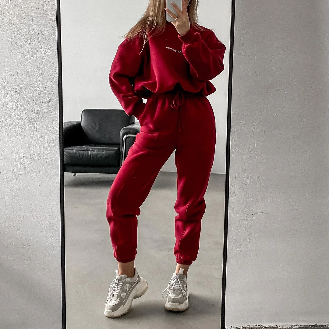 Women's Printed Sweatshirt Suit Two Piece Set