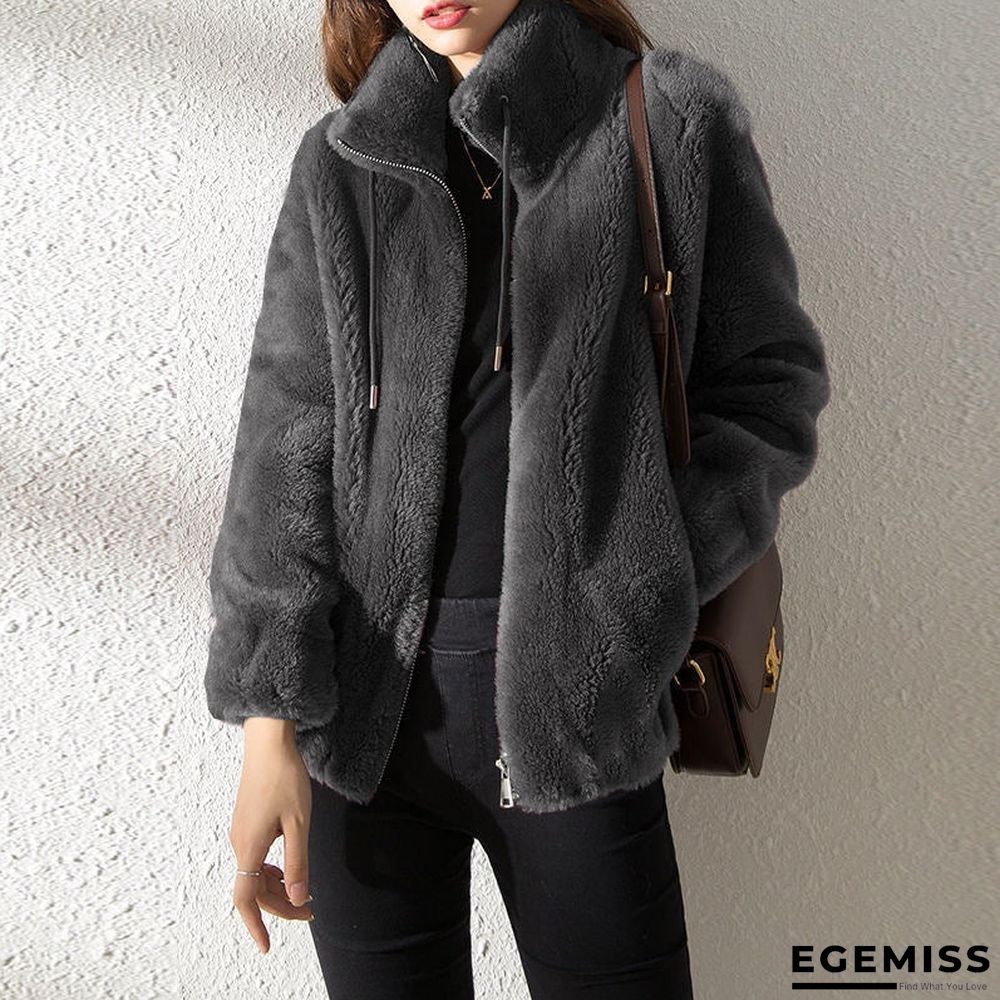Autumn and Winter Stand Collar Cardigan Women's Coat | EGEMISS