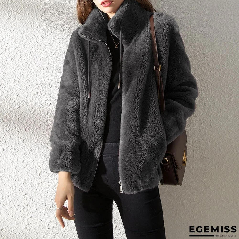 Autumn and Winter Stand Collar Cardigan Women's Coat | EGEMISS