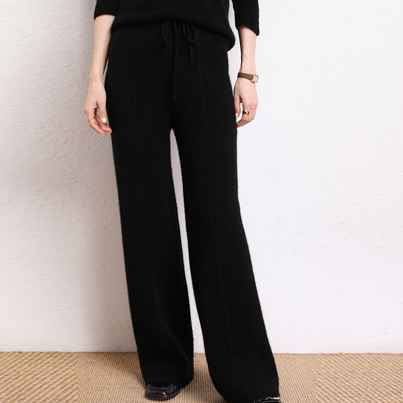 Middle Creases Elegant Women's Cashmere Pants REAL SILK LIFE
