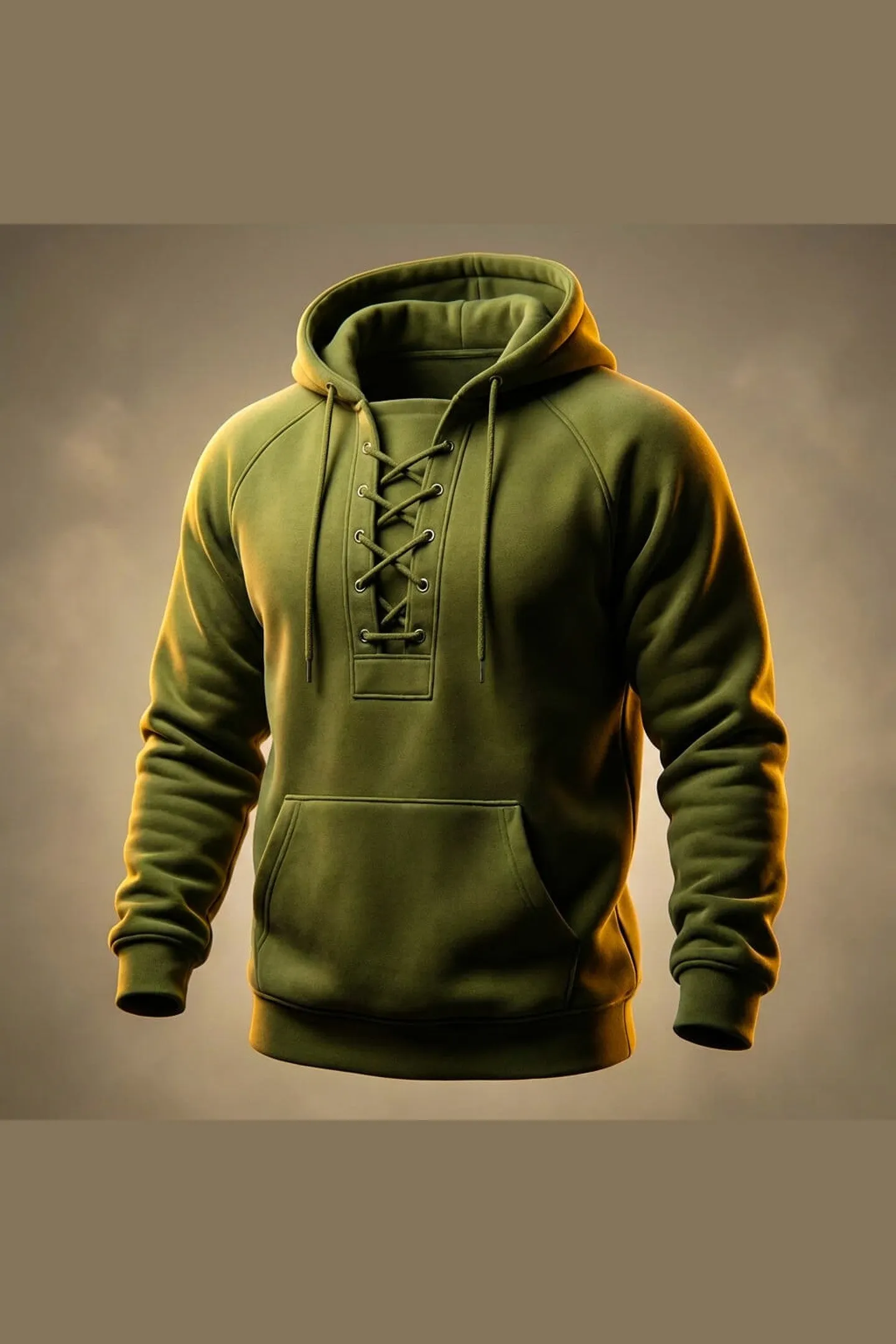 Men's Organic Cotton Hoodie &ndash; Lace-Up Front Mid-Weight Hoodie