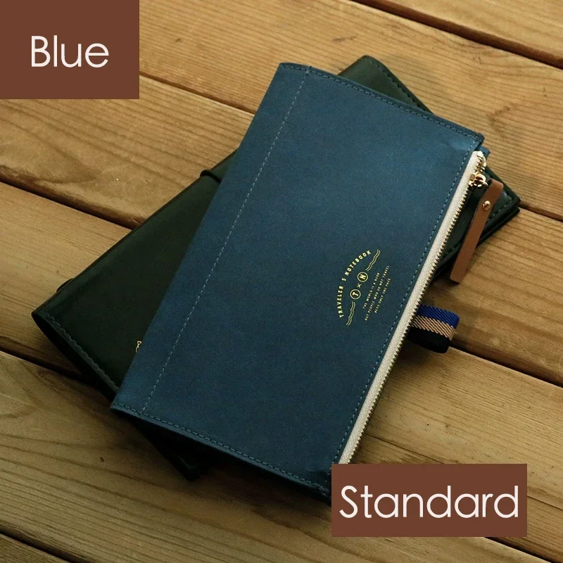 Fromthenon Travel Notebook Storage Bag Loose Leaf Notebook Washable Zipper Pen Bag Stationery Stickers Storage Supplies