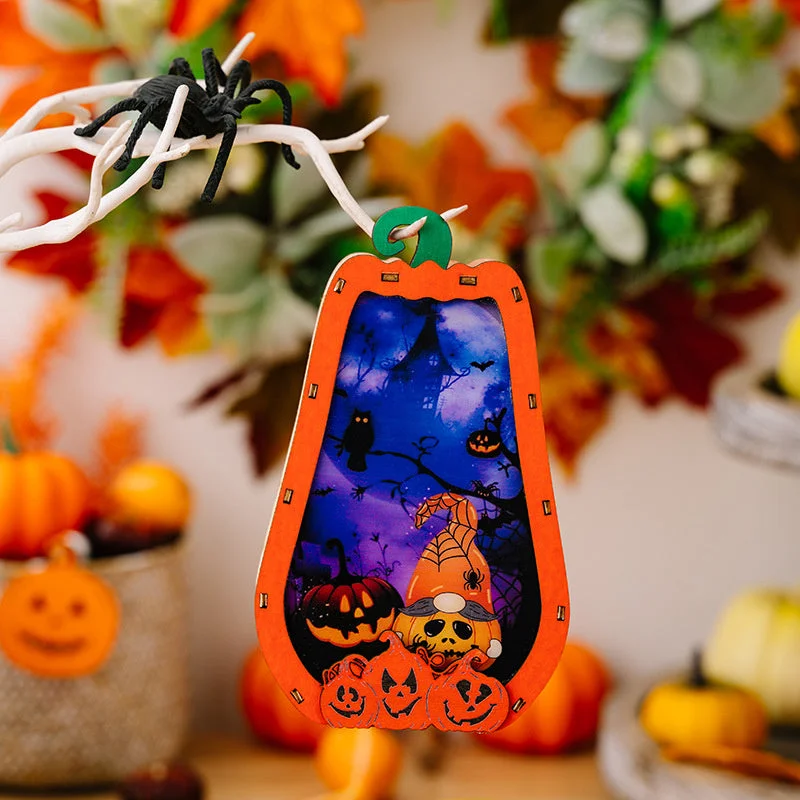 Women plus size clothing Halloween Decorations Ghost Festival Wooden Pendant With Lights-Nordswear