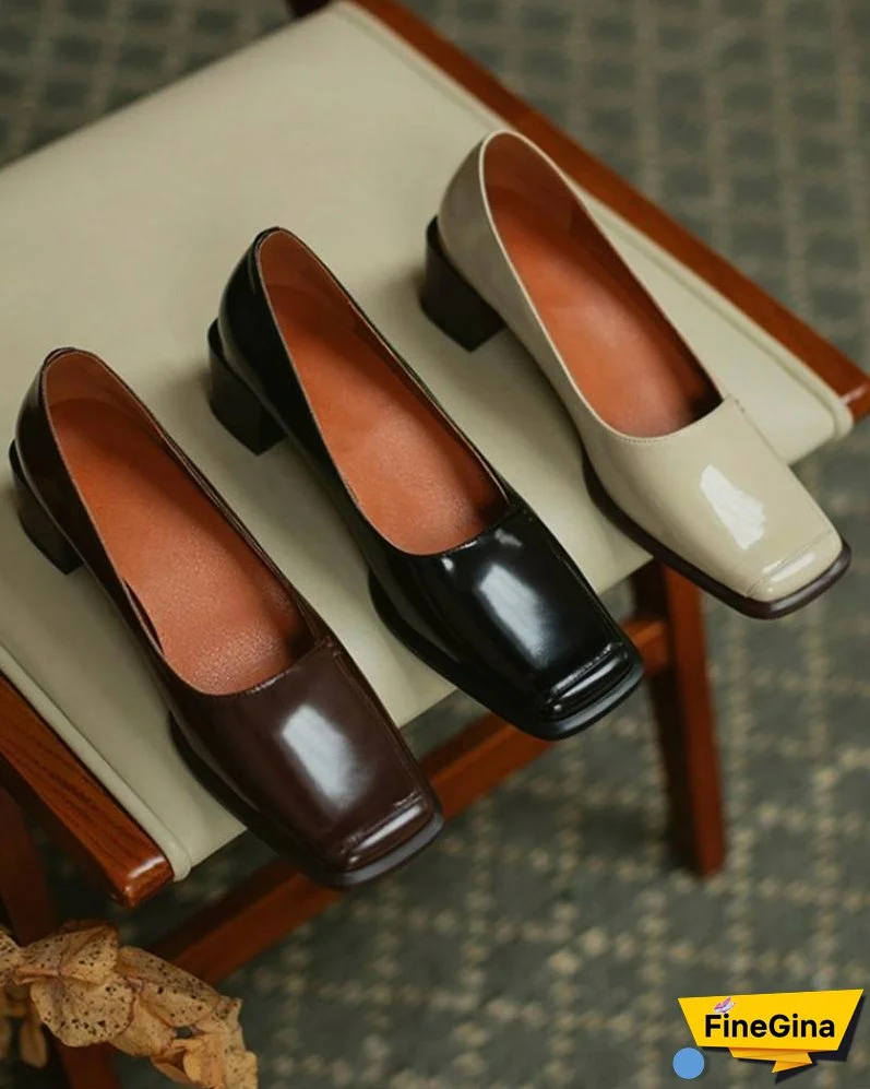 Square Toe Casual Slide Chunky Heels