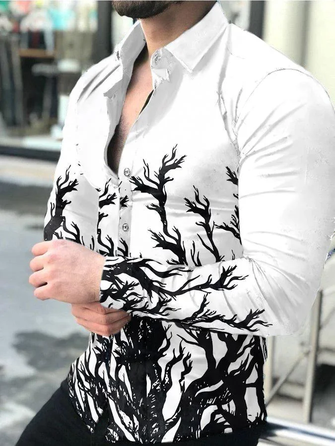 Trendy tie-dye lapel casual long-sleeved shirt