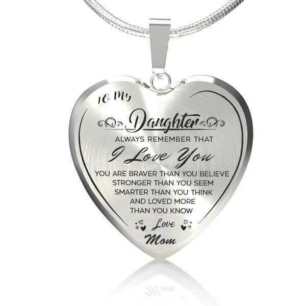 Mayoulove To My Daughter"I LOVE YOU"Heart Necklace-Mayoulove