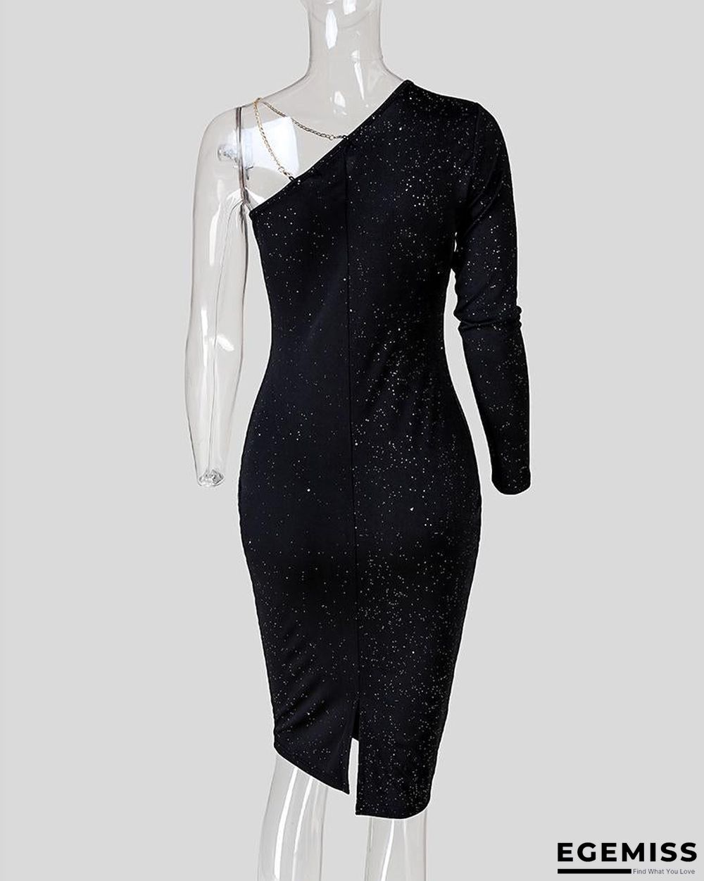 Glittering One Shoulder Midi Dress | EGEMISS