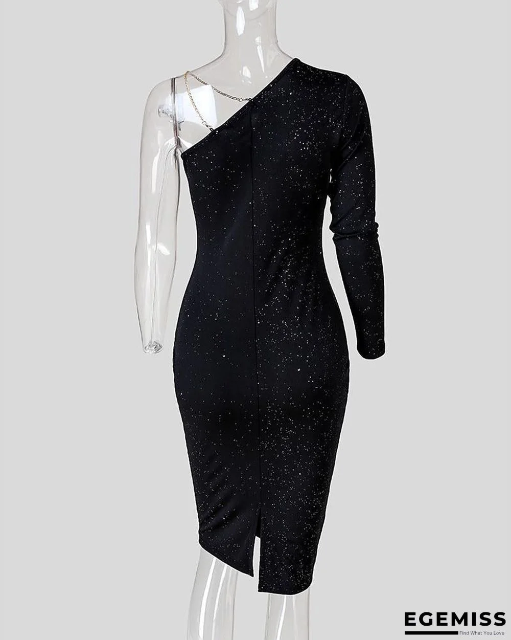 Glittering One Shoulder Midi Dress | EGEMISS