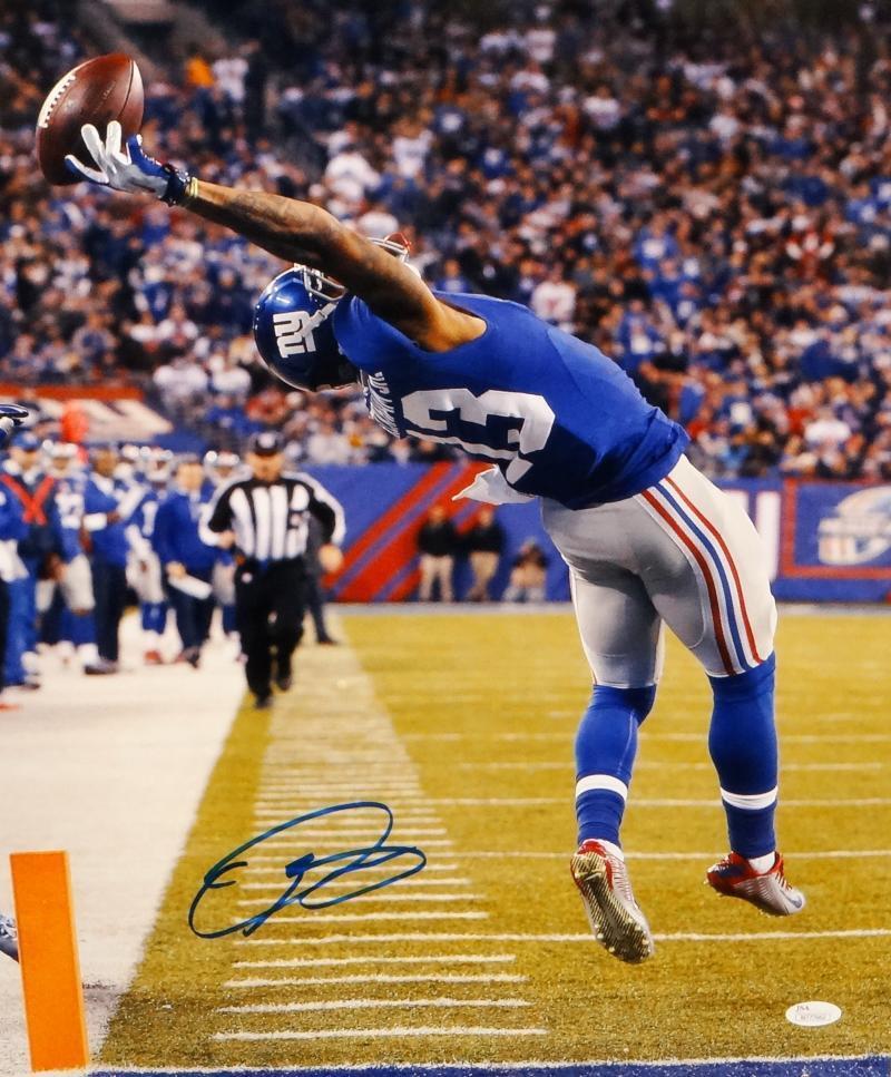 Odell Beckham Autographed 16x20 One Hand Catch Vertical Photo Poster painting- JSA Authenticated