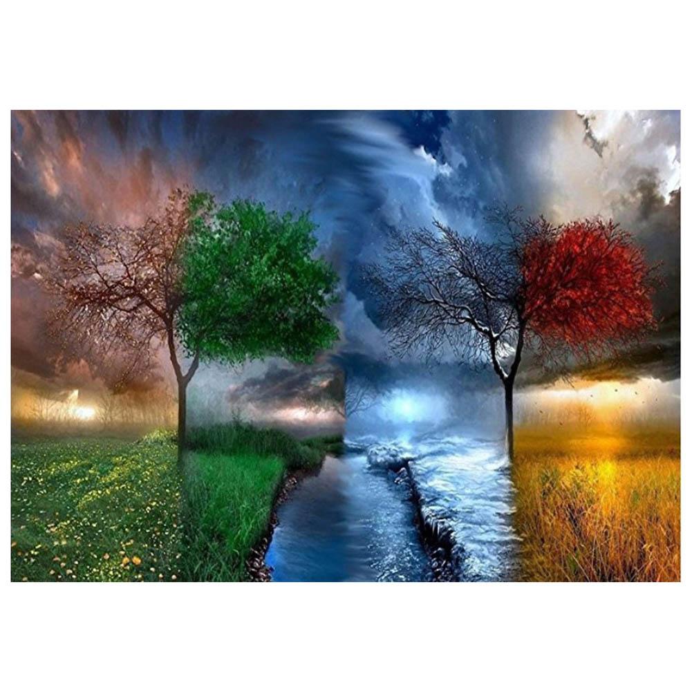 

30*40CM - Four Vision Tree - Round Drill Diamond Painting, 501 Original