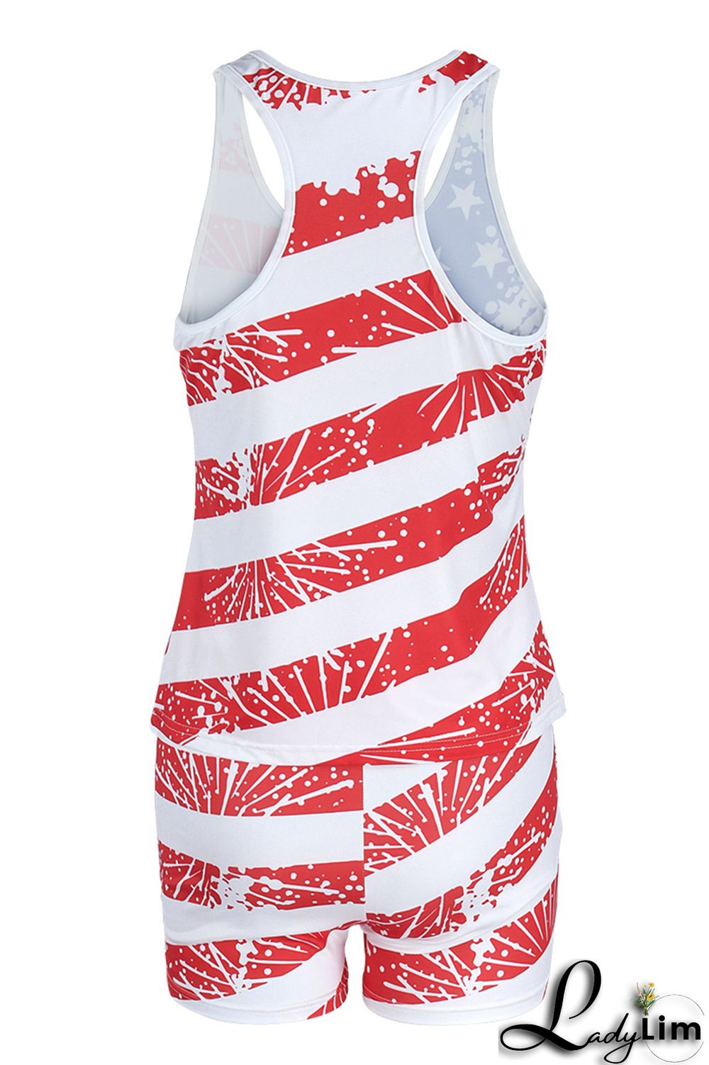 Black Pink Fashion Casual Print Basic U Neck Sleeveless Two Pieces