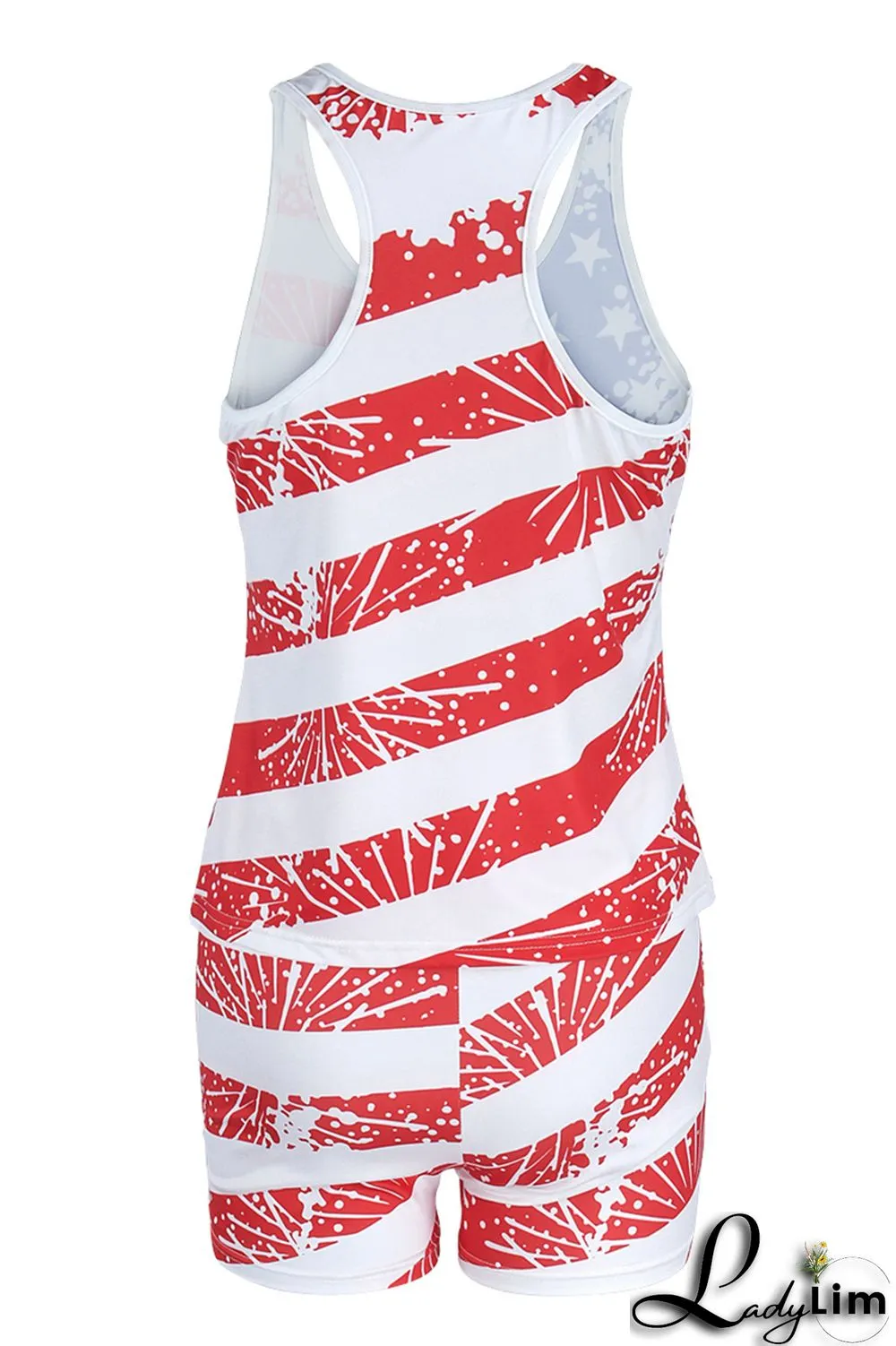 Black Pink Fashion Casual Print Basic U Neck Sleeveless Two Pieces